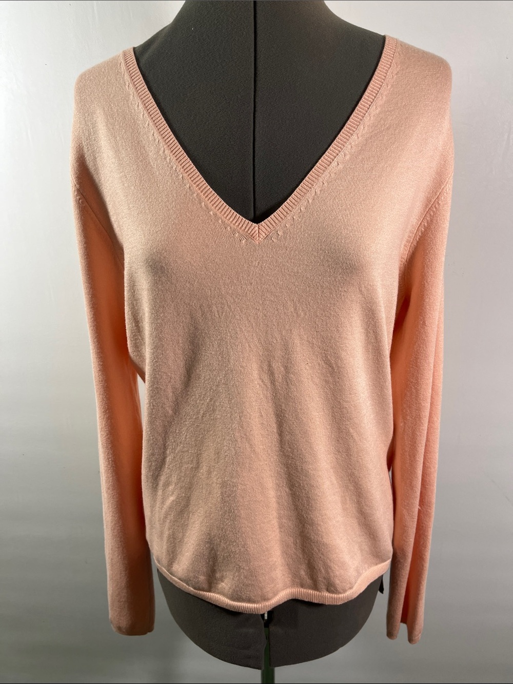 EVIE Light Pink V-Neck Women's Sweater Size Large Soft Comfy